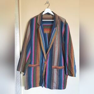 Honors Striped Lightweight Jacket Colorful Embroidered Unique Eclectic